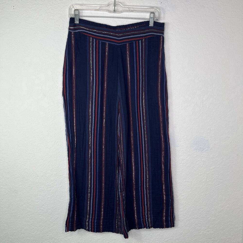 Sundry Navy Blue Striped Cotton pull on Pants Cotton made in India Size US 1 (S)